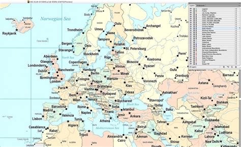 printable map of europe with cities